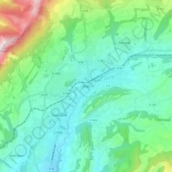 Mappa topografica Gap, altitudine, rilievo
