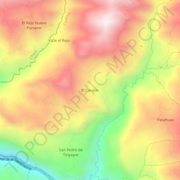 Mappa topografica El Cardon, altitudine, rilievo