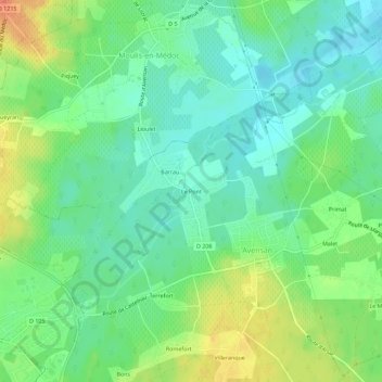 Mappa topografica Le Pont, altitudine, rilievo