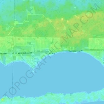 Mappa topografica Wynnehaven Beach, altitudine, rilievo
