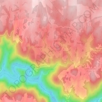 Mappa topografica Le Vert, altitudine, rilievo