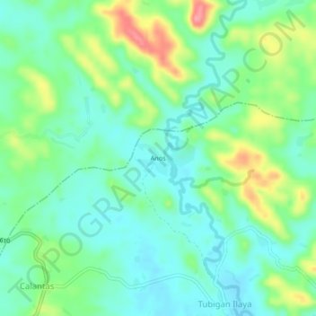 Mappa topografica Anos, altitudine, rilievo