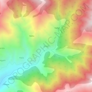 Mappa topografica Zirad, altitudine, rilievo