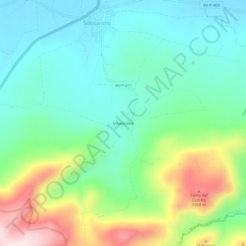 Mappa topografica Villaviciosa, altitudine, rilievo