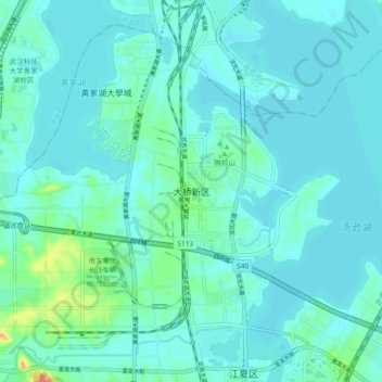 Mappa topografica 大桥新区, altitudine, rilievo