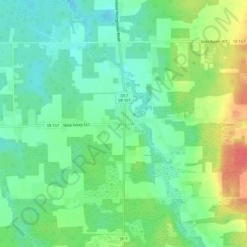 Mappa topografica Pierpont, altitudine, rilievo