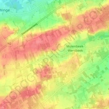 Mappa topografica Molenbeek, altitudine, rilievo