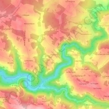 Mappa topografica Charoncle, altitudine, rilievo