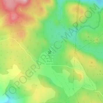 Mappa topografica Siou Blanc, altitudine, rilievo