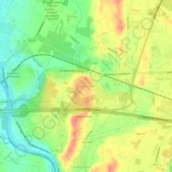 Mappa topografica Cavalcaselle, altitudine, rilievo