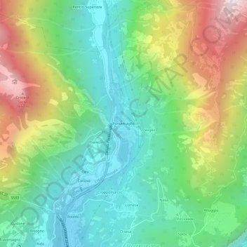 Mappa topografica Pontemaglio, altitudine, rilievo