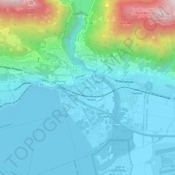Mappa topografica Tenero, altitudine, rilievo