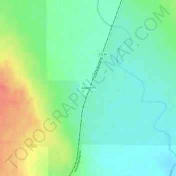 Mappa topografica Arlington, altitudine, rilievo