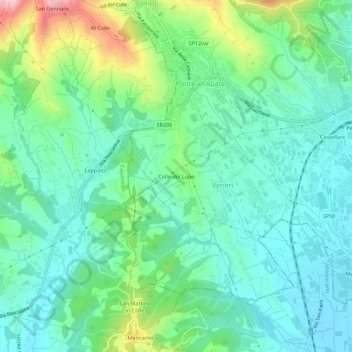 Mappa topografica Colle del Lupo, altitudine, rilievo