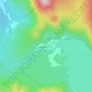 Mappa topografica Puerto Fuy, altitudine, rilievo