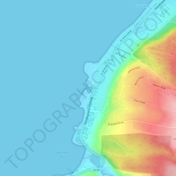 Mappa topografica Sharks Cove, altitudine, rilievo