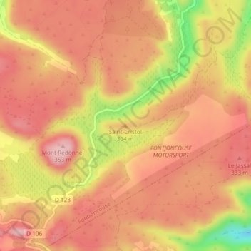 Mappa topografica Saint-Cristol, altitudine, rilievo