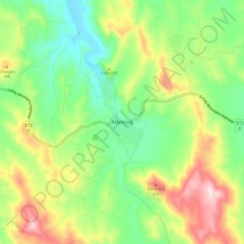 Mappa topografica Adelong, altitudine, rilievo