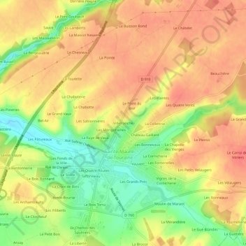 Mappa topografica Villefranche, altitudine, rilievo