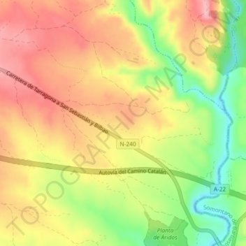 Mappa topografica Almunia, altitudine, rilievo