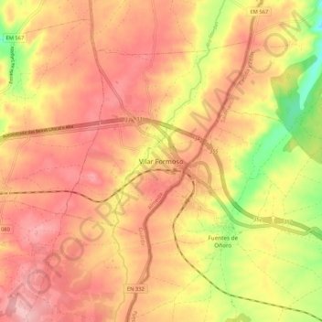 Mappa topografica Vilar Formoso, altitudine, rilievo