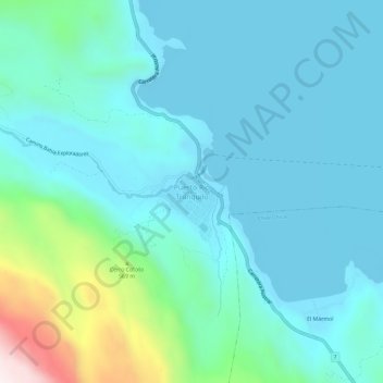 Mappa topografica Puerto Río Tranquilo, altitudine, rilievo