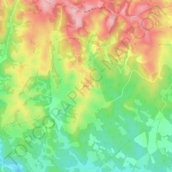 Mappa topografica Artix, altitudine, rilievo