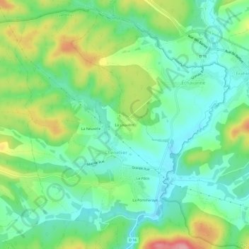 Mappa topografica La Louvière, altitudine, rilievo
