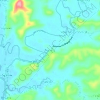 Mappa topografica Nabang, altitudine, rilievo