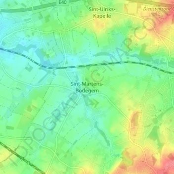 Mappa topografica Sint-Martens-Bodegem, altitudine, rilievo