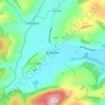 Mappa topografica Brockton, altitudine, rilievo