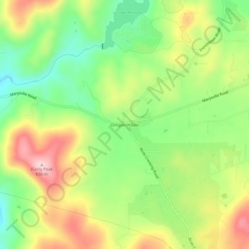 Mappa topografica Oregon House, altitudine, rilievo