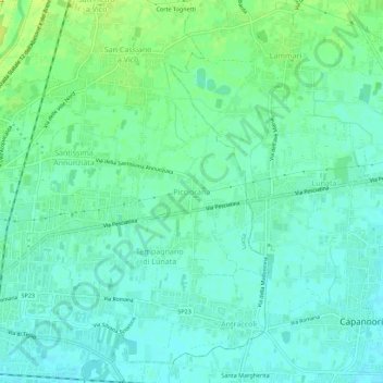 Mappa topografica Picciorana, altitudine, rilievo