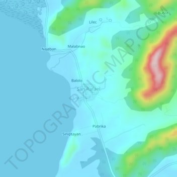 Mappa topografica San Rafael, altitudine, rilievo