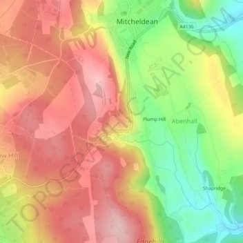 Mappa topografica Plump Hill, altitudine, rilievo