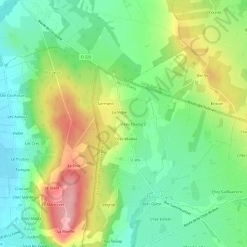Mappa topografica Les Boursis, altitudine, rilievo