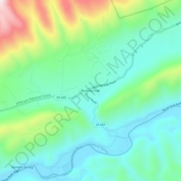 Mappa topografica Brumley Gap, altitudine, rilievo