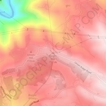 Mappa topografica Negro Hill, altitudine, rilievo