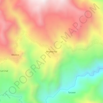 Mappa topografica Montecruz, altitudine, rilievo