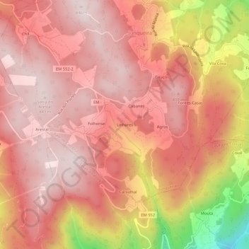 Mappa topografica Linhares, altitudine, rilievo