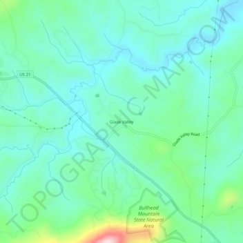 Mappa topografica Glade Valley, altitudine, rilievo