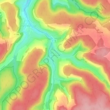 Mappa topografica Santenoge, altitudine, rilievo
