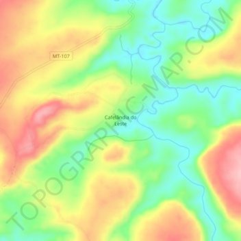 Mappa topografica Cafelândia do Leste, altitudine, rilievo