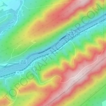 Mappa topografica Shawnee, altitudine, rilievo