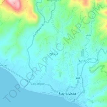 Mappa topografica Pag-asa, altitudine, rilievo