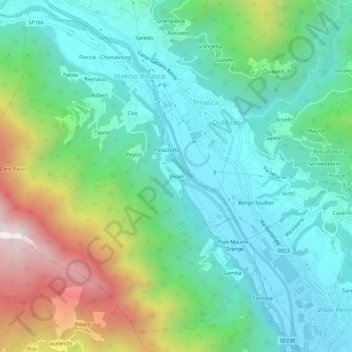 Mappa topografica Vivian, altitudine, rilievo