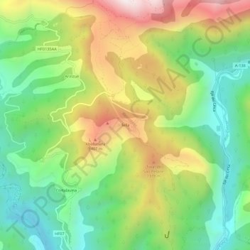 Mappa topografica Tella, altitudine, rilievo