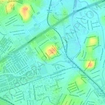 Mappa topografica Morro da Cruz, altitudine, rilievo