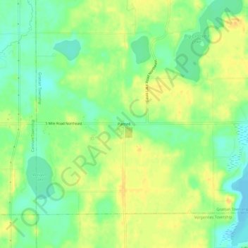 Mappa topografica Parnell, altitudine, rilievo