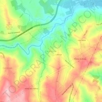 Mappa topografica Cachoeiras, altitudine, rilievo